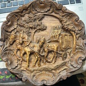 Vintage ISIC Carved Wooden Resin 3D Wall Plate